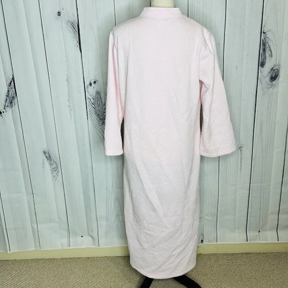 Miss Elaine Quilted Long Sleeve Robe Full Zip Sz S Embroidered Tasseled Vintage